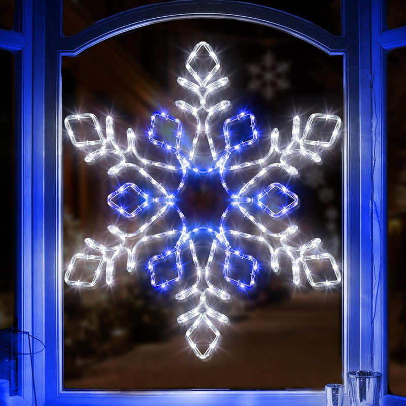 Blue and white snowflake lights 2025